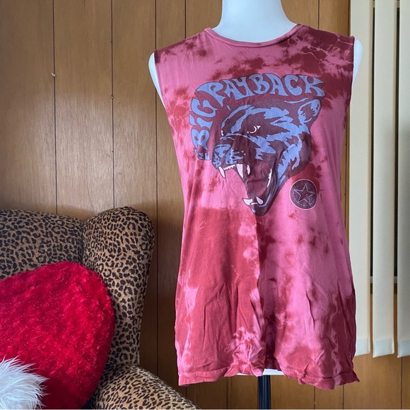 Obey tie dye panther graphic cut off cotton t shirt - Picture 2 of 5